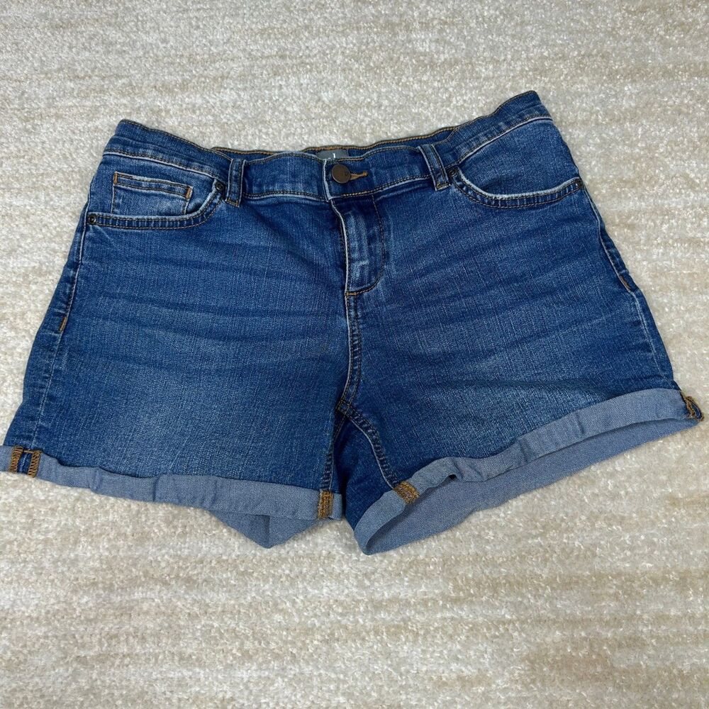 SOHO Jeans Shorts Womens 6 Blue Denim Rolled Cuffed Mid Rise Stretch Casual